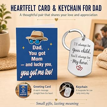 Dad Gifts Box - Fathers Day Christmas Birthday Dad Gifts from Daughter Son, Gift Set with Candle Bracelet Keychain Socks Card for Men