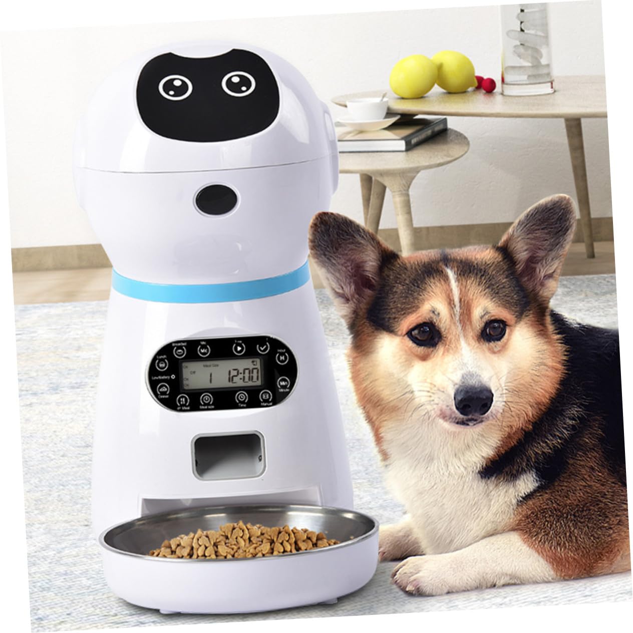 TOYANDONA Alimentador Automático Material ABS y Acero Inoxidable para Mascotas con Temporizador Digital Programable Capacidad 3.5l Adecuado para Uso Doméstico Personal