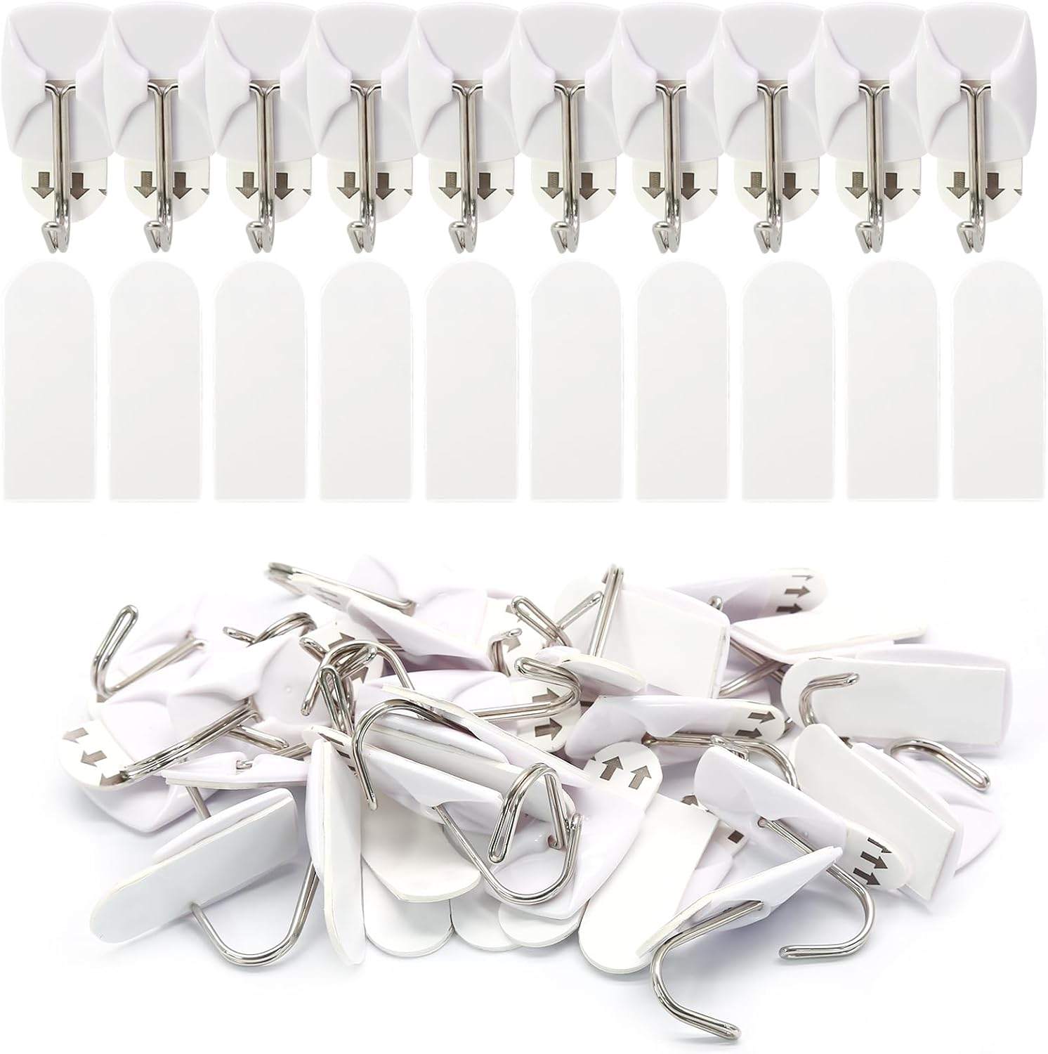 15 Pack Small Utility Hooks, Holds up to 0.5 lb, Damage Free Hanging Hooks Removable Wall Hooks Self Adhesive Hooks, Heavy Duty Sticky Hooks for Hanging Garland Hat Key Coat Wreath Towel