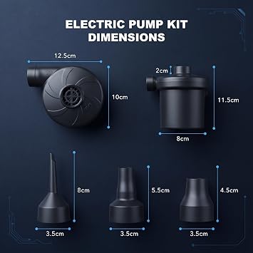 ADVENTURE PEAKS Electric Air Pump For Inflatables - Portable Electric Pump with Fast Inflation & Deflation - Electric Air Pump with 3 Nozzles and 2 Chargers - Paddling Pool, Air Bed