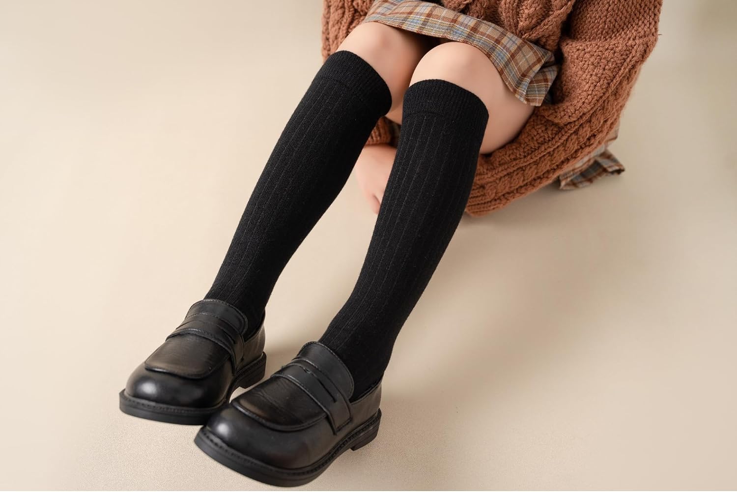 Girls Kids Knee High Socks School Uniform Long Socks Soft Crew Socks