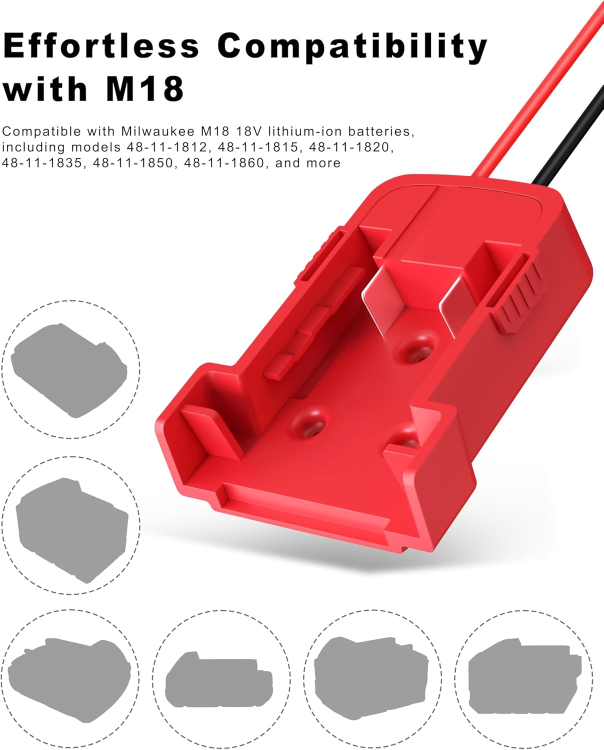 2 Pack 18V Adapter for Milwaukee M18 Battery Adapter Compatible with Power Wheels Battery Conversion Upgrade Kit for DIY Rc Car Toys, Robotics and Rc Truck with 30A Fuses Wire Terminals 12AWG Wire - Image 3