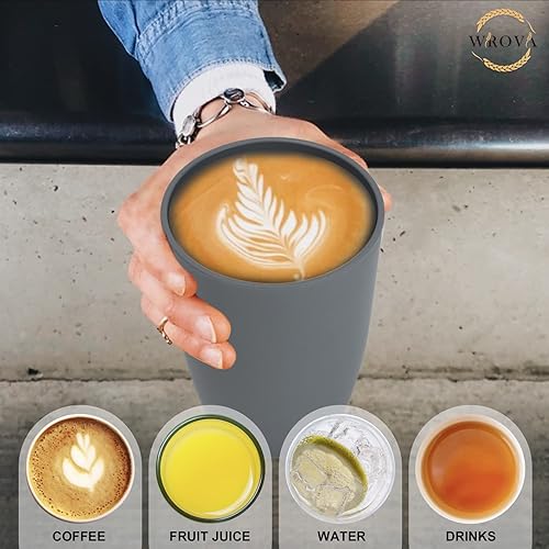 Miniatura 6 de Wrova Vasos de paja de trigo, 8 piezas, buena alternativa a los vasos de plástico, vasos irrompibles de 20 onzas, vasos reutilizables aptos para