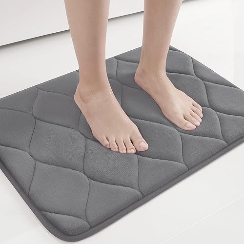 Miniatura 8 de Colorxy Alfombras de baño de espuma viscoelástica, absorbentes de agua, súper suaves, antideslizantes, lavables, diseño Ogee juego de 3,