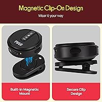 Vista 7 de Pyle Sistema de micrófono inalámbrico Lavalier Micrófono de clip con cancelación de ruido con soporte magnético, batería de 8 horas, funda