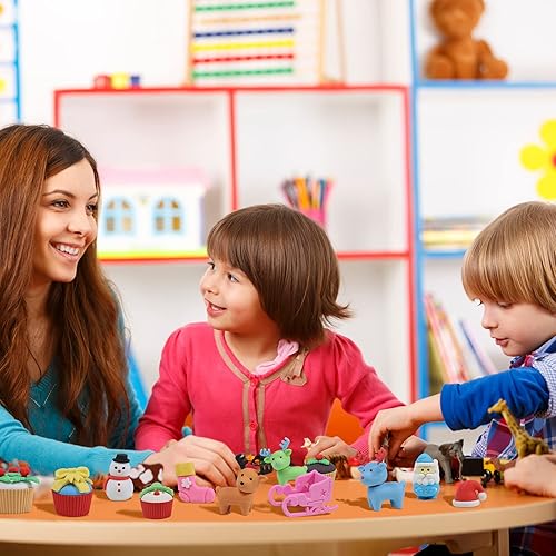 Miniatura 5 de Kleeblatt Borradores de Navidad ensamblables 3D, 45 unidades, Papá Noel, reno, muñeco de nieve, árbol de Navidad, regalos creativos para niños