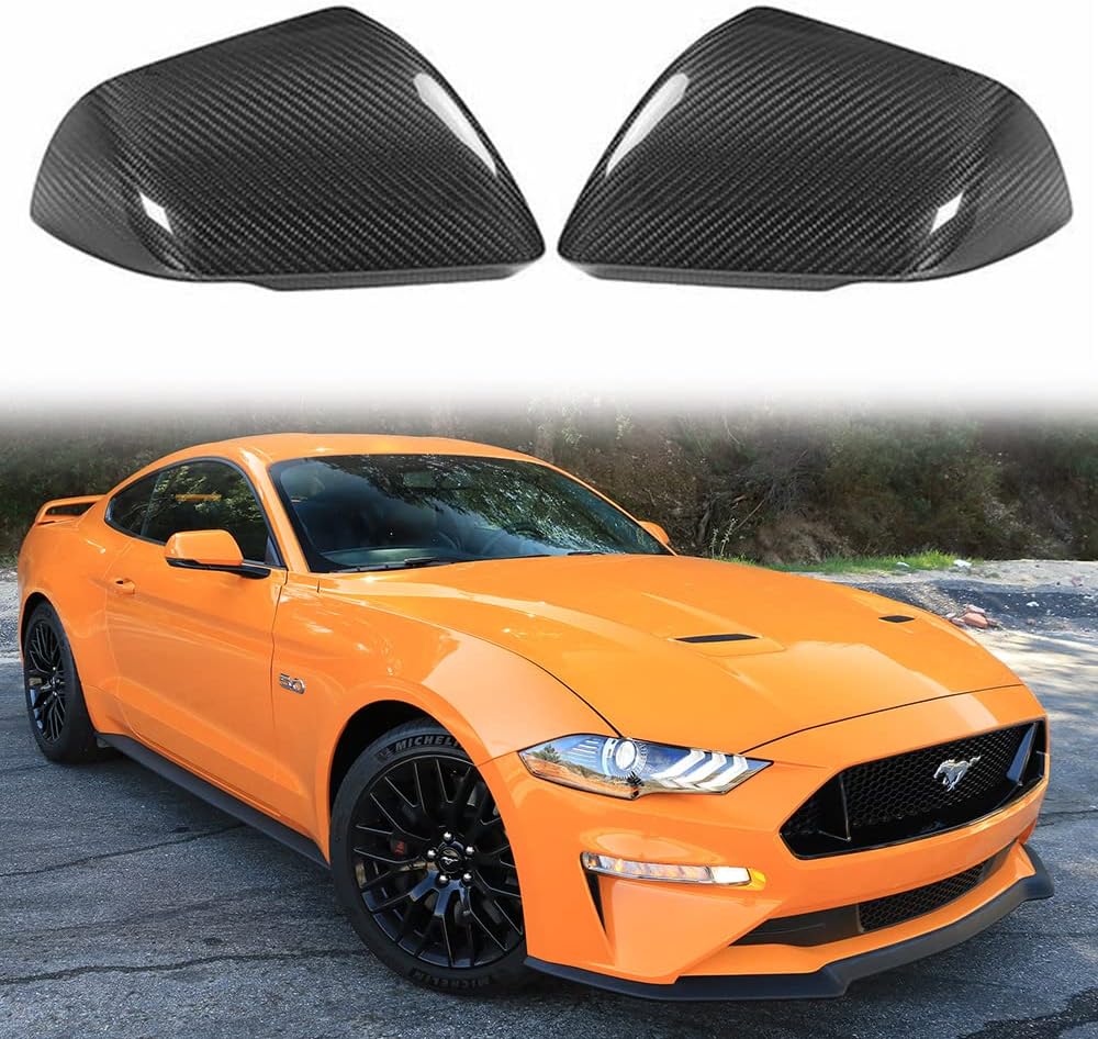 Real Carbon Fiber Mirror Cap Covers Compatible with 2015-2020 M-ustang S550 for USA Spec Model W/LED Signal Add-on Type