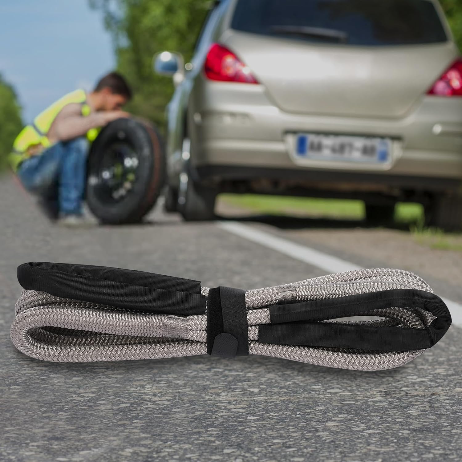 Kinetic Recovery Tow Rope 5/8 in x 20 FT, Heavy-Duty Offroad Snatch Strapfor Mergency Rescue, Tourism, Vehicle Grey Recovery kit for Jeep car Truck ATV UTV SUV