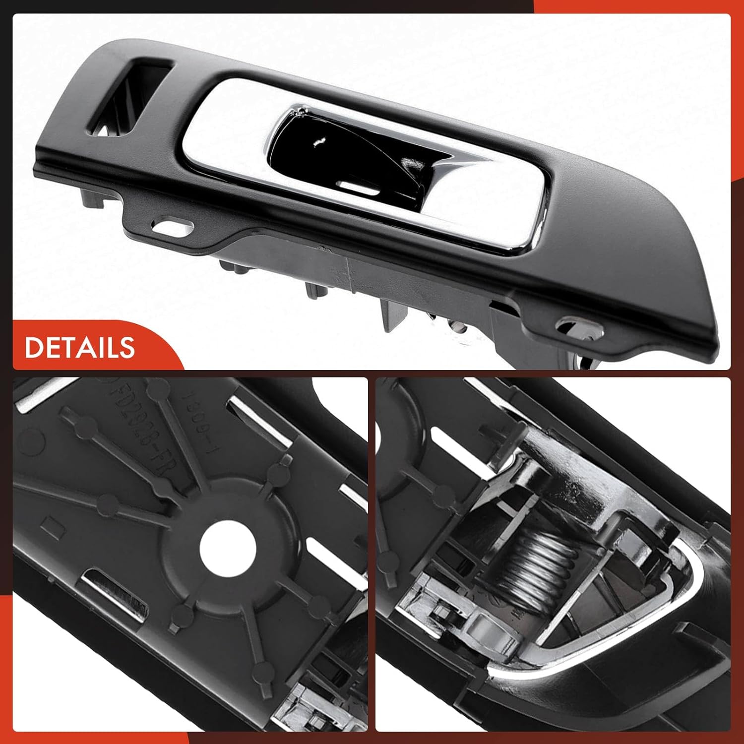 A-Premium Front Right Passenger Side Interior Door Handle Compatible with Lincoln MKS 2009 2010 2011 2012, Brown Housing with Chrome Lever, Replace# AA5Z-5422600-AA