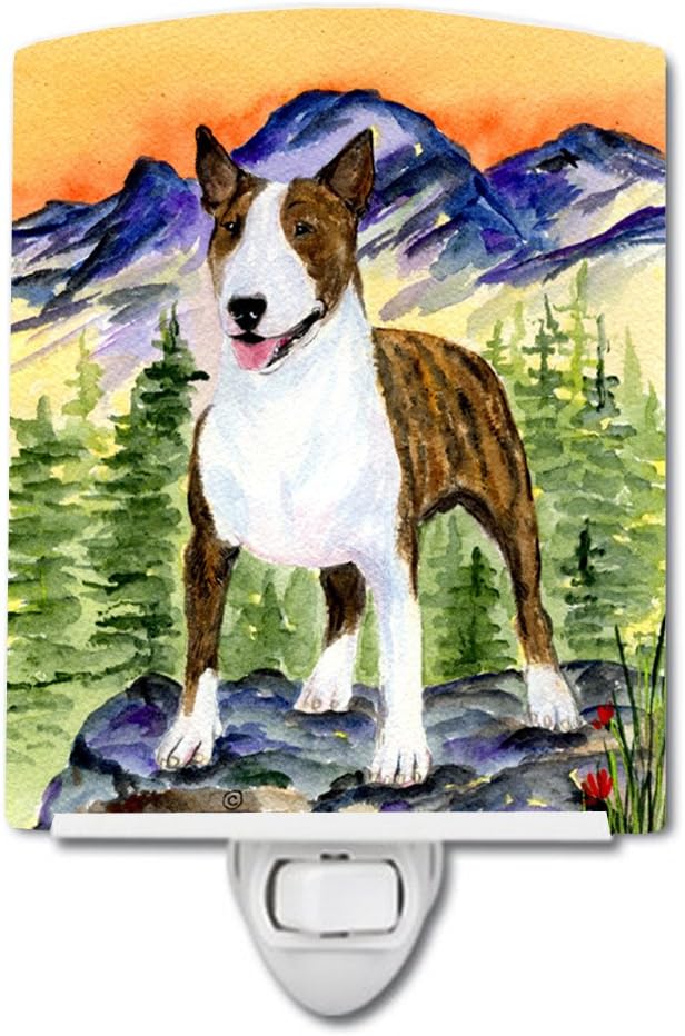 Caroline's Treasures SS8167CNL Bull Terrier Ceramic Night Light Compact, UL-Certified, Ideal for Bedroom, Bathroom, Nursery, Hallway, Kitchen, 6x4x3, Multicolor