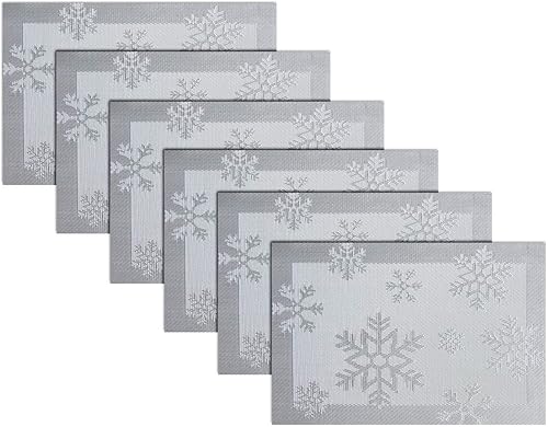 Miniatura 31 de PIGCHCY Juego de 6 manteles individuales beige de vinilo PVC duraderos para mesa de comedor, manteles individuales resistentes al calor, Beige -