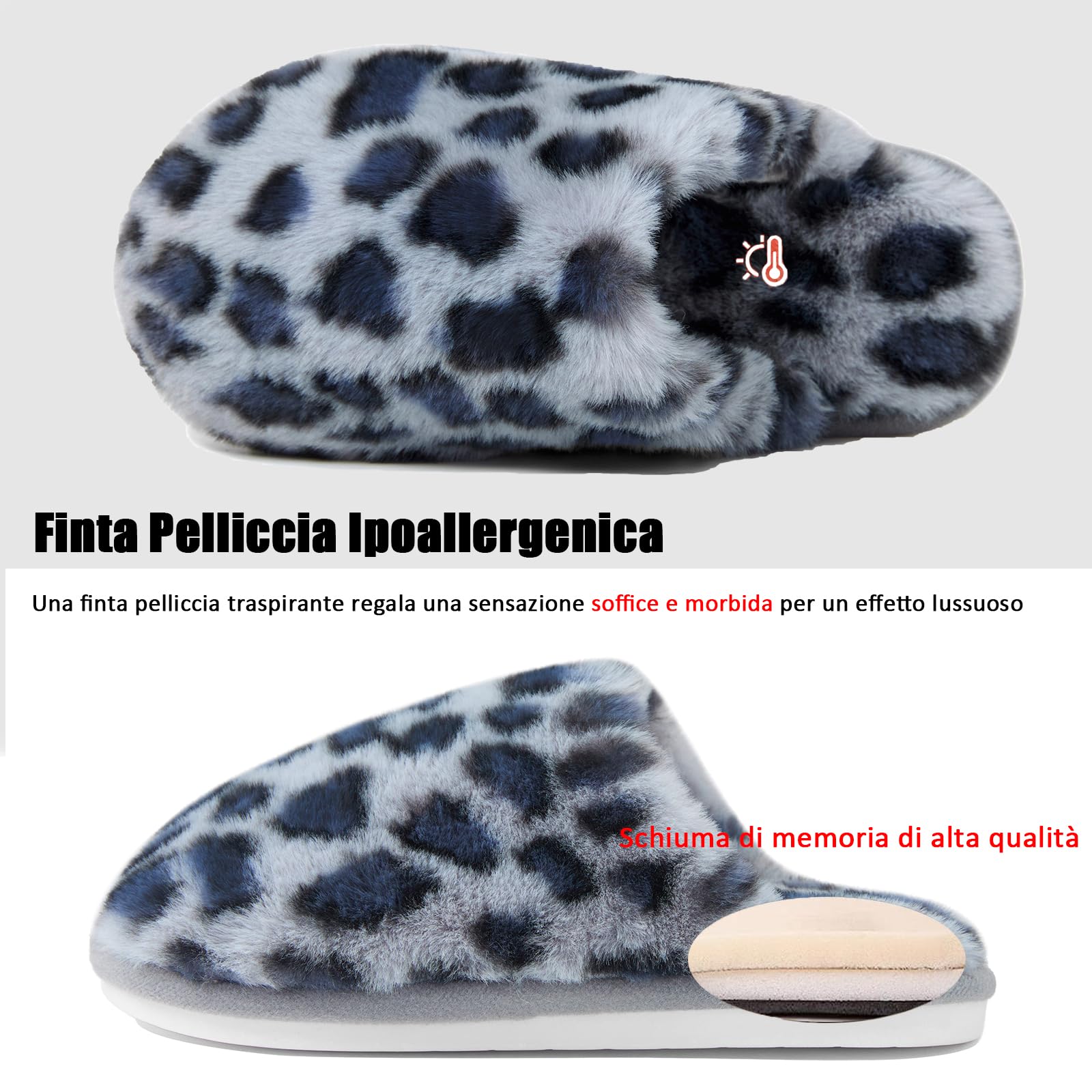 Coswind Pantofole Donna Uomo Invernali Ciabatte Pelose Peluche Calde with Memory Foam Imbottite Casa Antiscivolo Mocassino Scarpe Morbide Comode Unisex Eleganti