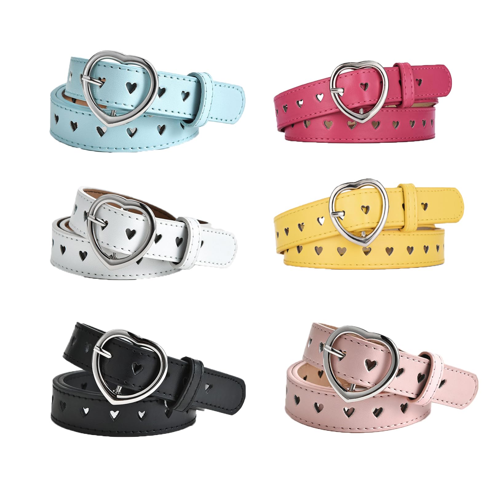Cinture Per Bambini e Ragazze, Cintura Elastica Sottile, Fibbia a Forma Di Cuore, Adatto Per Abiti, Pantaloni e Giacche