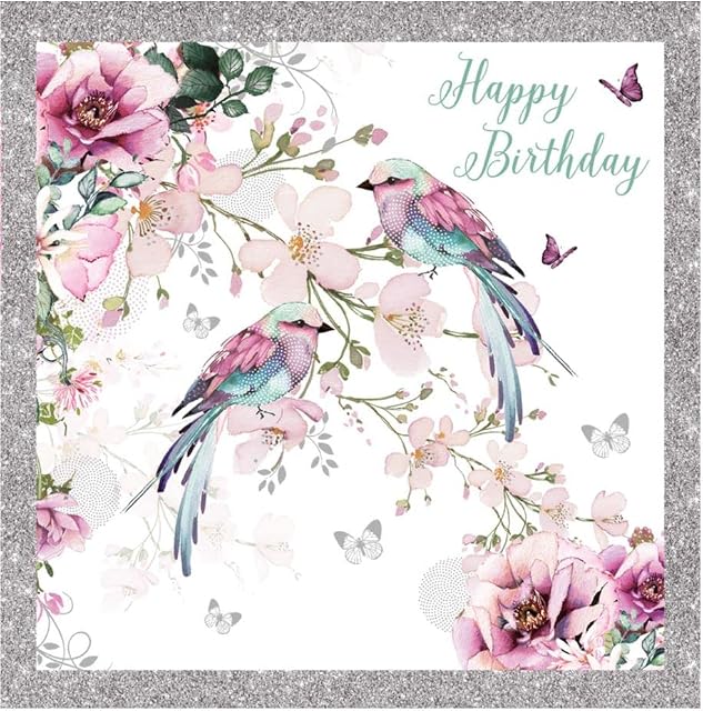 Nigel Quiney Female Happy Birthday Card - Birds & Flowers