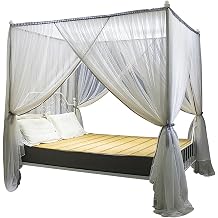 Bed Canopies Frame,King Size Stainless Steel Canopy Bed Frame with 4 Posters, Durable Anti-Mosquito Design, Elegant Bedroom Decoration, Includes Mosquito Net for Ultimate Comfort