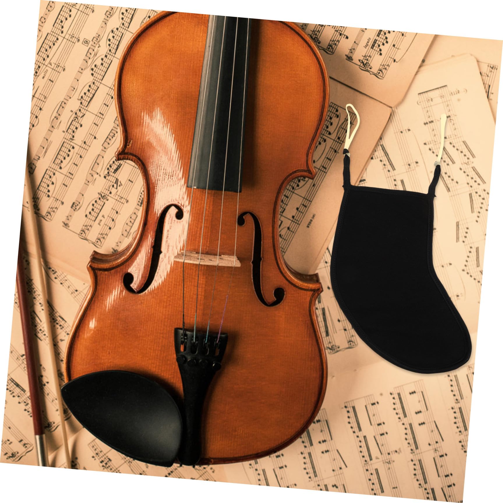 BESPORTBLE Almohadilla de Mentonera para Violín, Cojín de Apoyo Cómodo y Ligero, Tela Afelpada Negra, Adecuado para Tocar y Ensayar