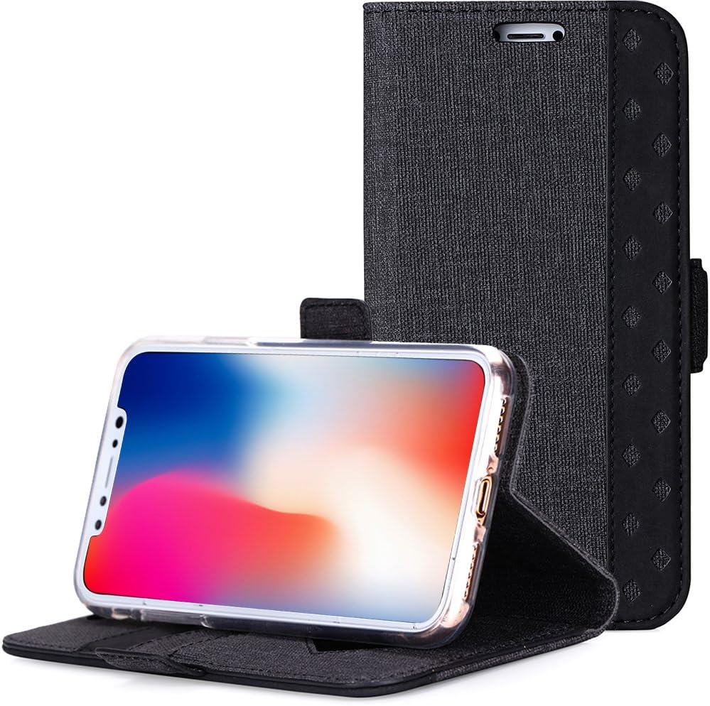 ProCase iPhone Xs Case iPhone X Case, Folio Folding Wallet Case with Card Holder, Flip Cover Protective Case for 5.8 inch Apple iPhone Xs (2018) / iPhone X (2017) -Black