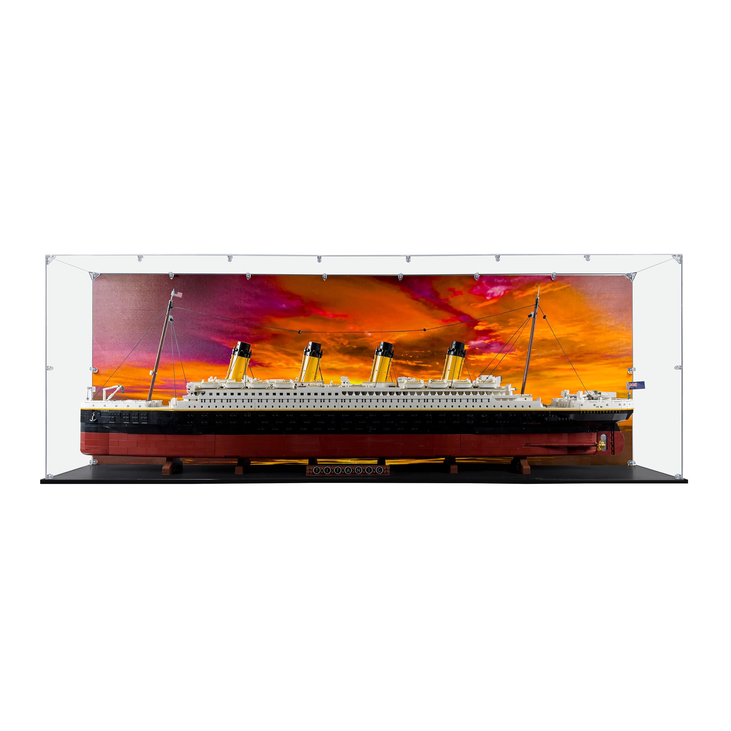 Acrylic Display Case Compatible for LEGO Titanic #10294 (Painted Background), Dustproof Display Case (Case Only) (Lego sets are NOT included) (The Last Sunset)