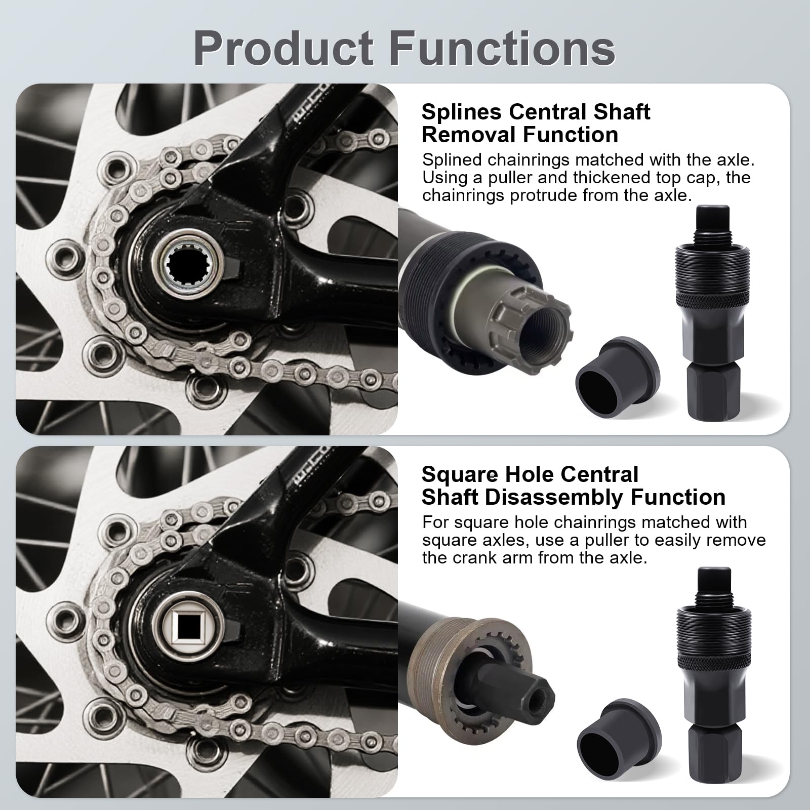 Crank Puller, Bike Crank Removal Tool, Crank Puller Bike Tool for Square Taper and Splined Cranks,Bike Crankset Arm Removal Tool for Maintenance, Repair, Cycling Power Bottom Bracket Tool