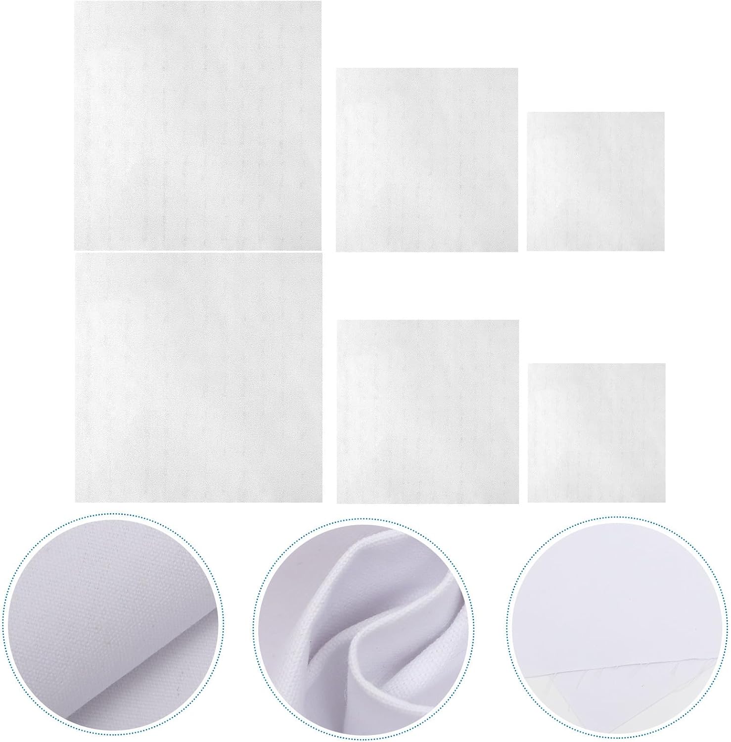 TEHAUX 12Pcs Cross Stitch Fabric Squares Embroidery Cloth for Sewing White Evenweave Cloth 40X40Cm 30X30Cm 20X20Cm for DIY Needlework and Craft Projects