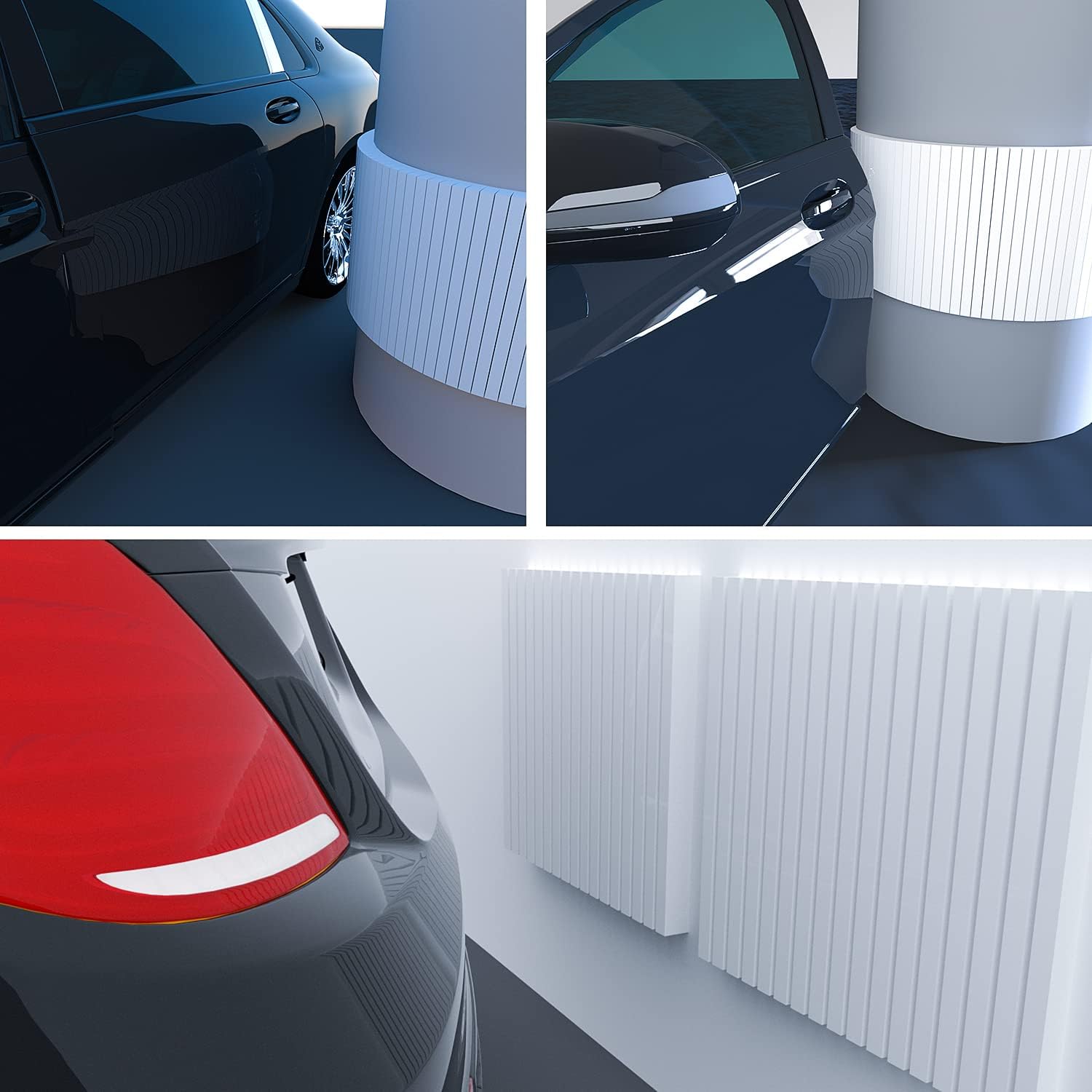 Garage Smith GWP08 Garage Wall Protector Foam Column Corner Guard for Parking Garages - Wall Edge Protector - Corner Edge and Bumper Guards (4-Pack White)
