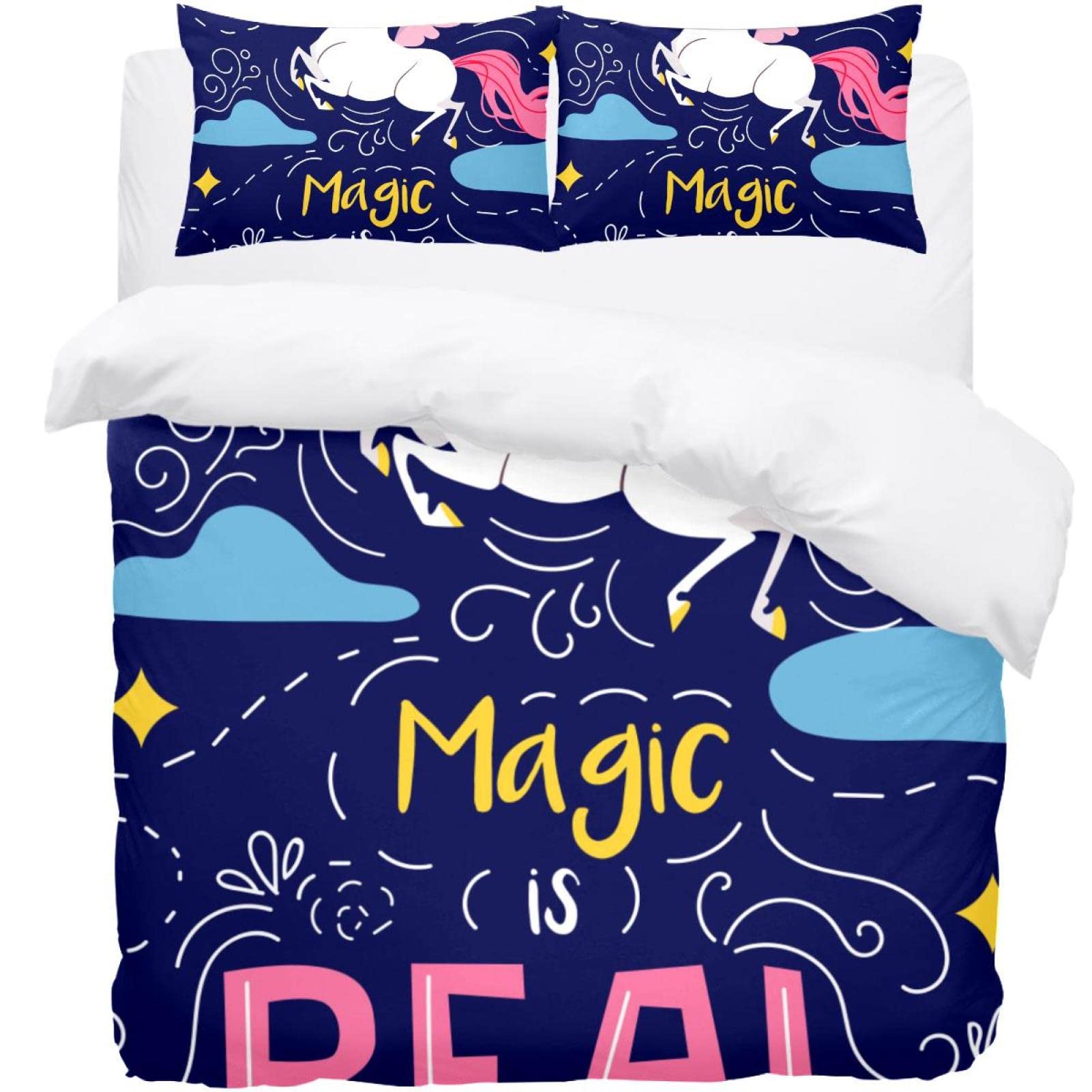 Linge de lit licorne magique ciel étoilé housse de couette fille literie enfant douce