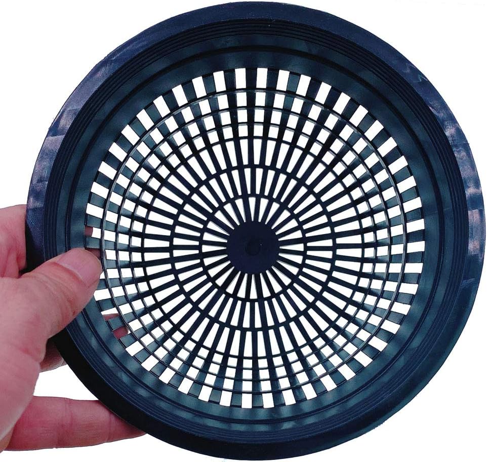 HORTIPOTS Net Pot 6 Inch Raised Center Bottom Mesh Sided with Free Reflective Lids Pack of 10