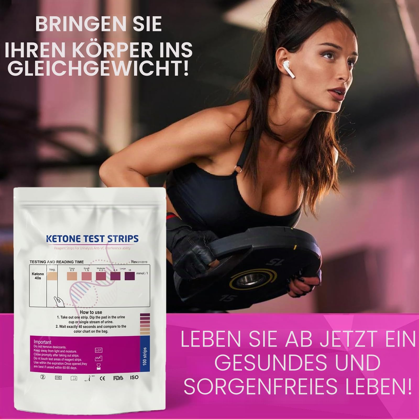 200 Stück Ketose Teststreifen, Ketostix für Keto Ernährung und Diät, Ketostix Teststreifen Zum Testen Des Ketosespiegels, Heimgebrauch, Beutel aus Aluminiumfolie