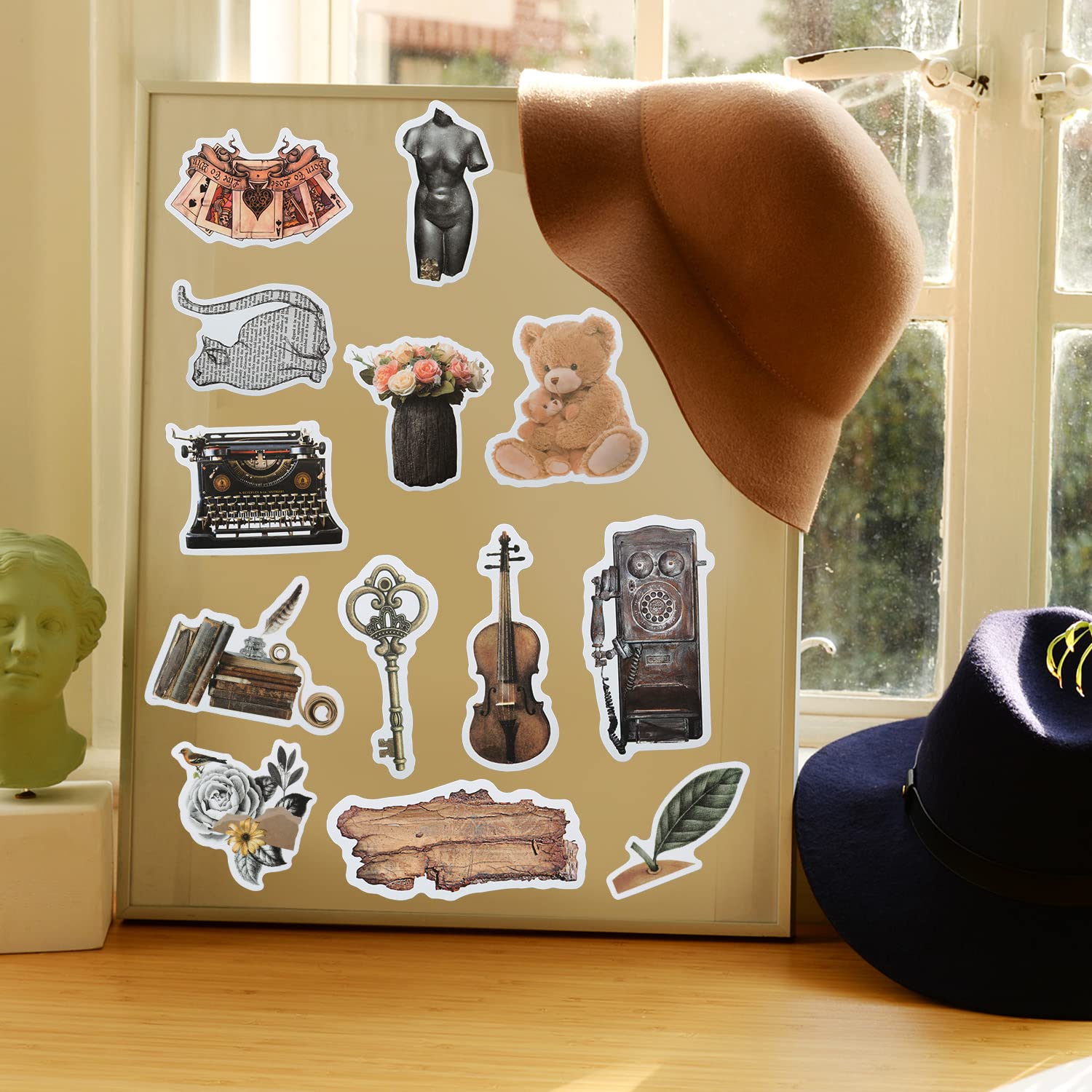 50 Autocollants Rétro D'horreur Série Noire Et Blanche Avec Motifs De