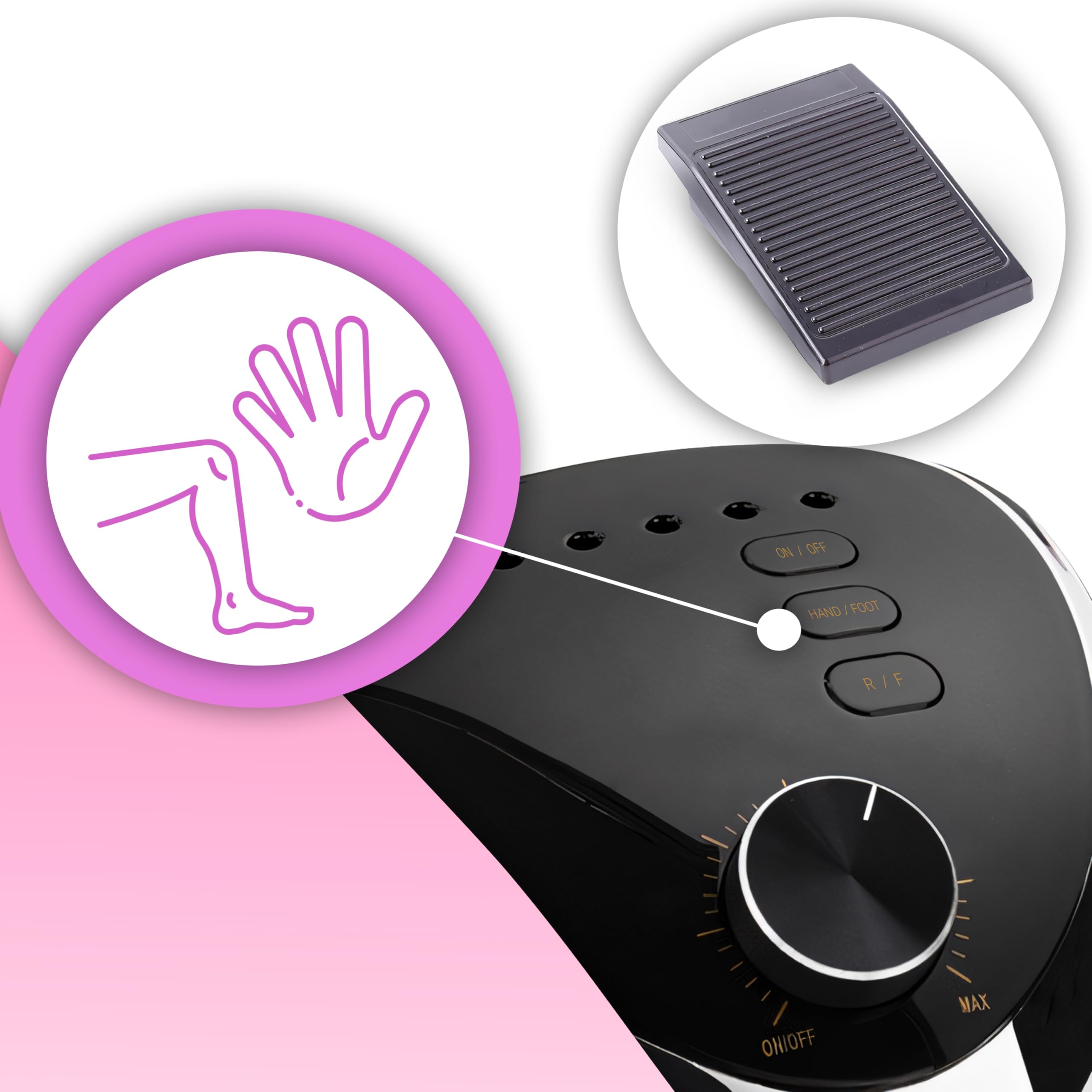 Retoo Fresa per Unghie 35000 giri/min, 6 Testine Di Levigatura, Fresa elettrica lima professionale con display a LED, fresa in gel, callo, rimozione manicure, pedicure, velocità regolabile, nero