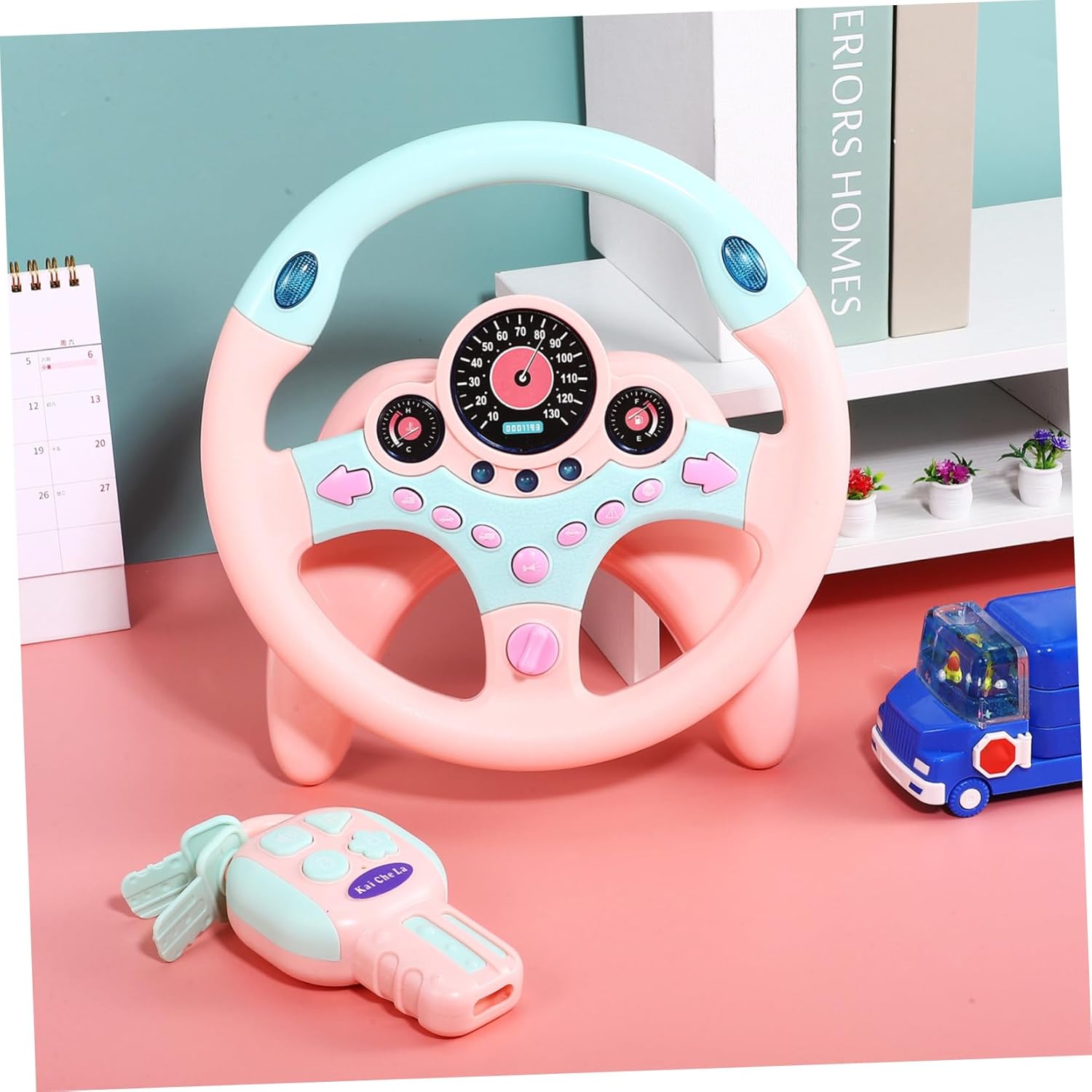 Homoyoyo Steering Wheel for Driving Simulator with Lights and Sounds Realistic Steering Wheel for Pretend
