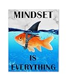 Mindset is Everything Wall Art: Motivational Poster Office Wall Decor, Inspirational Quotes Picture Positive Prints for Home 12x15