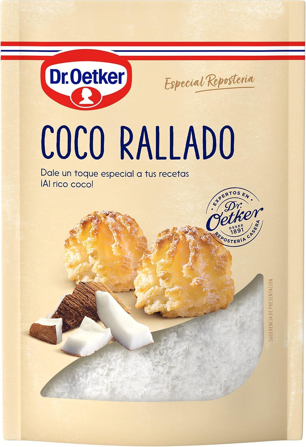 DR. OETKER - Coco Rallado para Repostería Pack 8 Uds x 125 g, Sin Azúcar y Origen Natural, Aroma y Sabor Intensos, Cierre Hermético, Resultados Profesionales