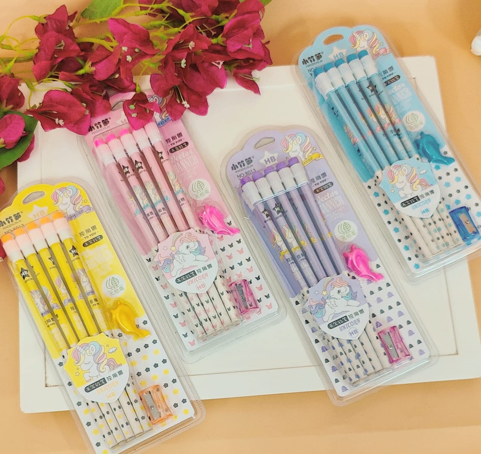 TERA 13 Unicorn Pencil For Students Kids Eraser On Top And Sharpener Educational Learning Gift For Kids Pencil Set For Return Gift For Girls Kids (Pack Of 4,40 Piece)