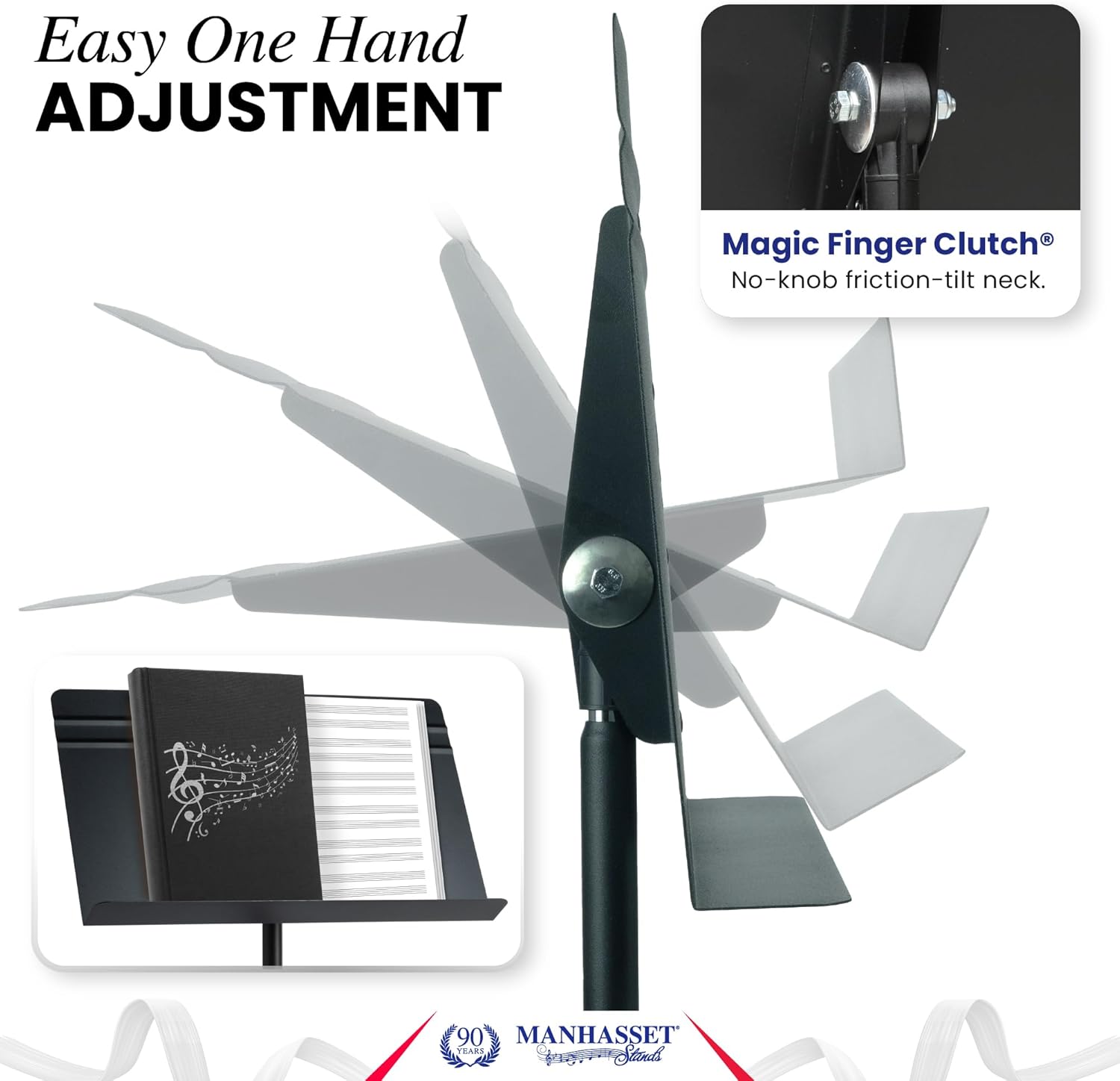 Manhasset Music Stand For Sheet Music - Bulk Pack of 6 Stands - 48 Symphony Model - Long Lasting, Durable Manhasset Stand - Adjustable Height - 20" by 12" - Made in the USA