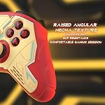 PlayVital Stellar Mecha Silicone Cover Skin pour Xbox Series Contrôleur X/S, protecteur antidérapant avec poignées de pouce & Sticker pour contrôleur sans fil Xbox Core - Rouge Crimson & Jaune de fer