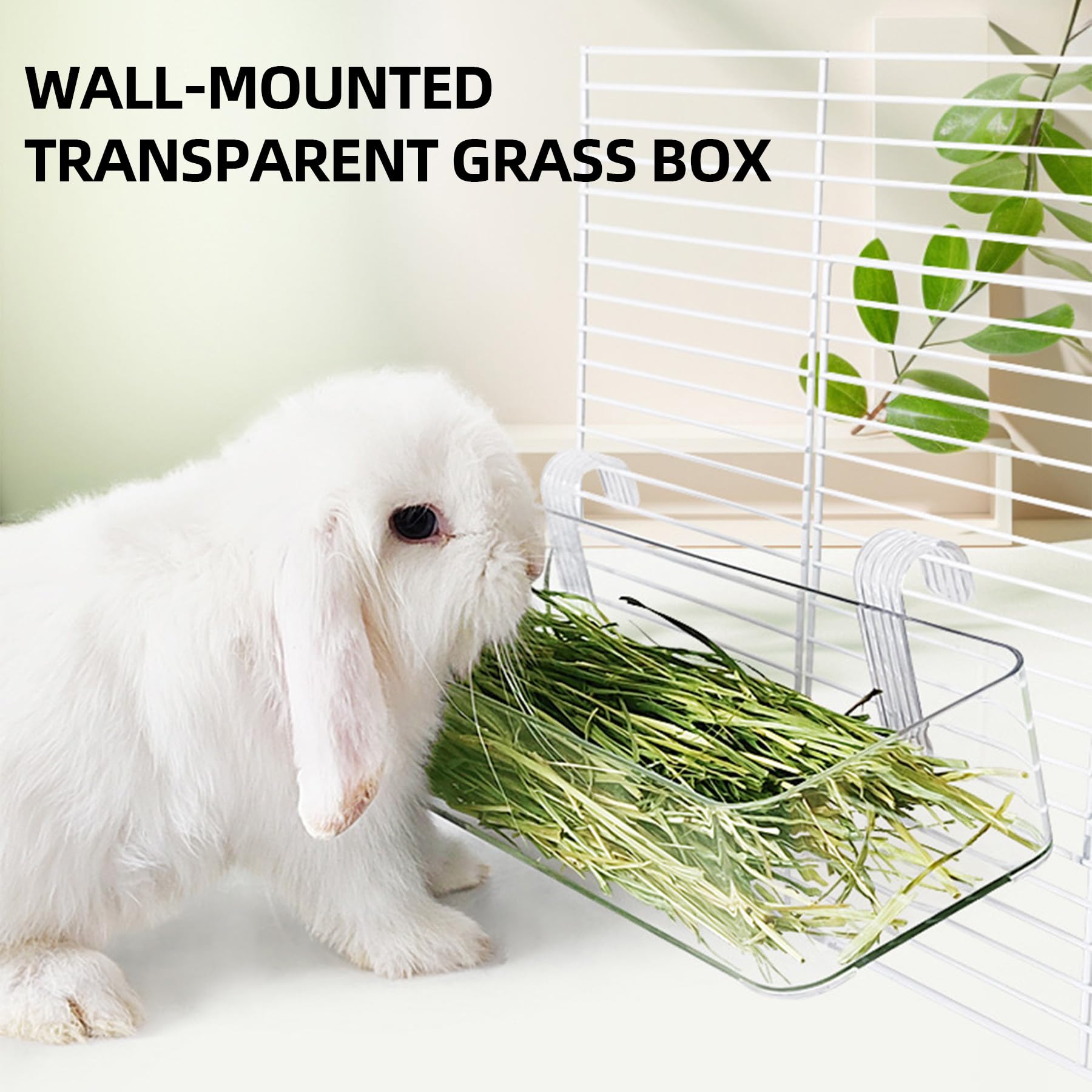 Dmnnlp Stainless Steel Gird Rabbit Litter Box, Low Entry Bunny Litter Pan with Hay Feeder & Broom, Corner Potty Tray for Small Animals Rabbits Guinea Pigs Ferrets, 15.4x11.2x4.8 inch (White) - image 4