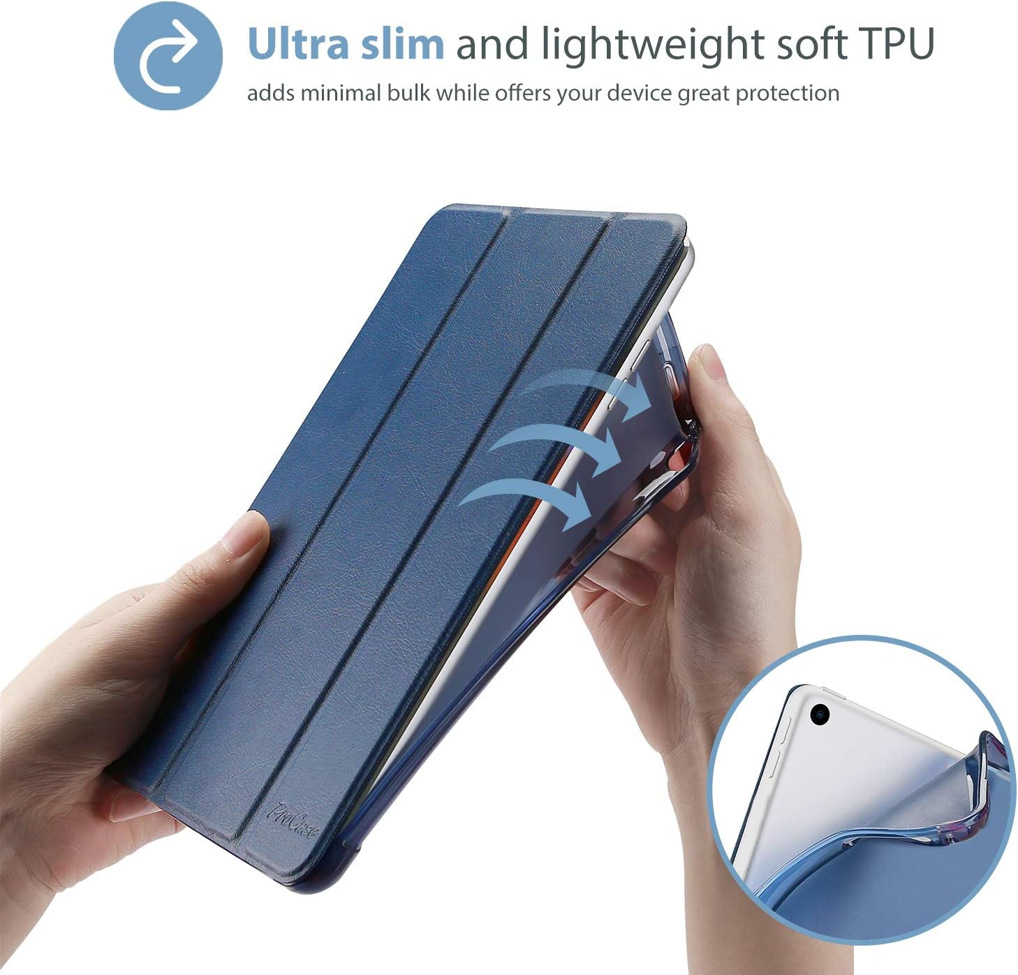 Procase iPad Mini 5 / Mini 4 Smart Case 5th / 4th Generation iPad Mini, Ultra Slim Lightweight Stand Protective Case with Soft TPU Back Cover for Apple iPad Mini 5 2019 / Mini 4 2015 7.9"–Navy