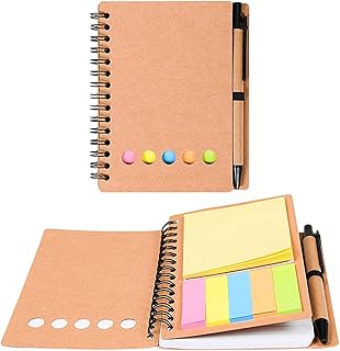 Livre bolso caderno A6 com riscas esferográfica e marcadores autocolantes, livre notas premium com tampa estilo cortiça caderno do professor