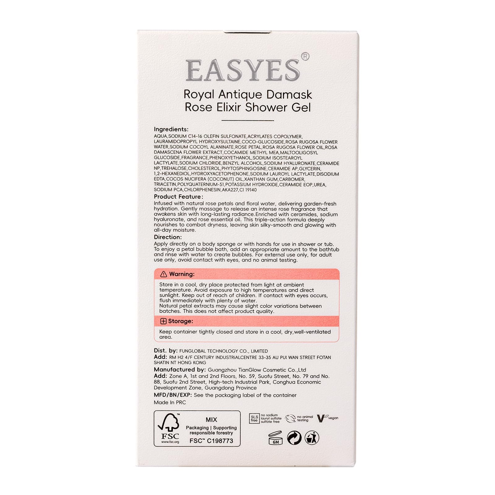 Rose Essence Body Wash with Real Rose Petals, Hyaluronic Acid & Ceramides