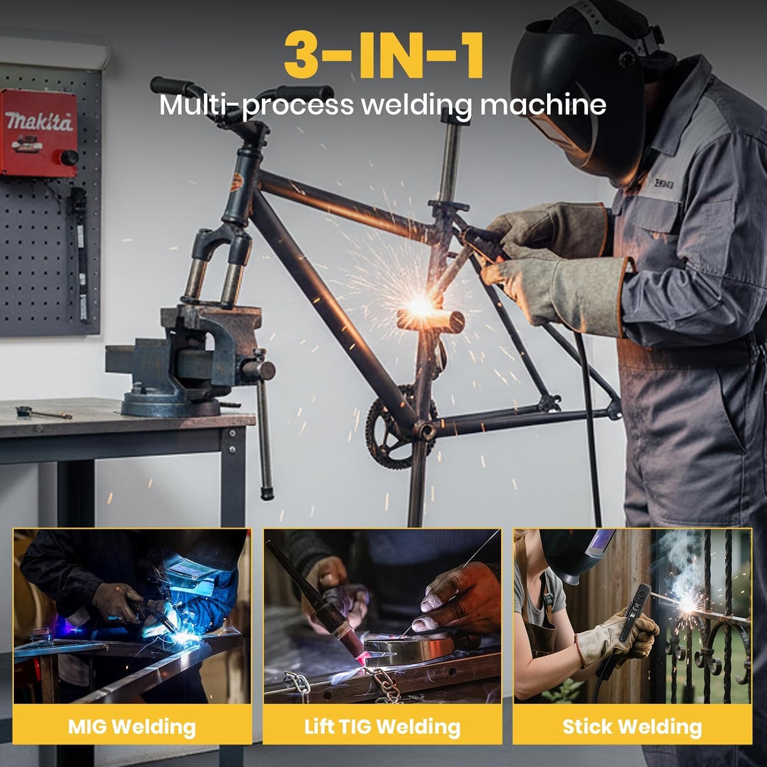SSIMDER FüLldraht SchweißGeräT Ohne Gas 140A 230v, 3 In 1 (Flux Mig/Mma/Lift Wig) Igbt Inverter, Leicht Und Kompakt (3,65 Kg), FüR Heimgebrauch, Werkstatt, Auto, Landwirtschaft Und Garten