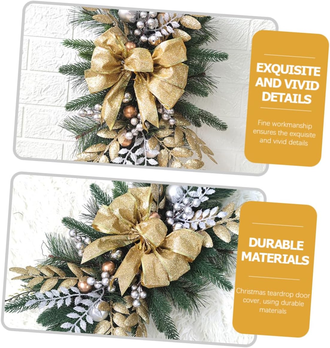 Xmas Stair Railing Swag Wreath Decor Ornament for Front Door Wall Christmas Garland for Holiday Celebrations Wear-Resistant Design