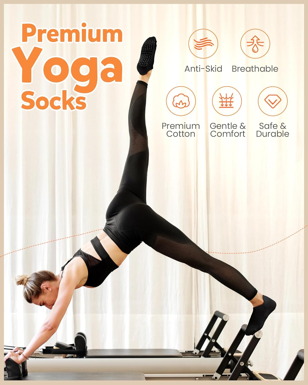 12 Pairs Grip Pilates Socks Non Slip Athletic Yoga Socks Women for Barre Ballet Workout Hospital - Image 5