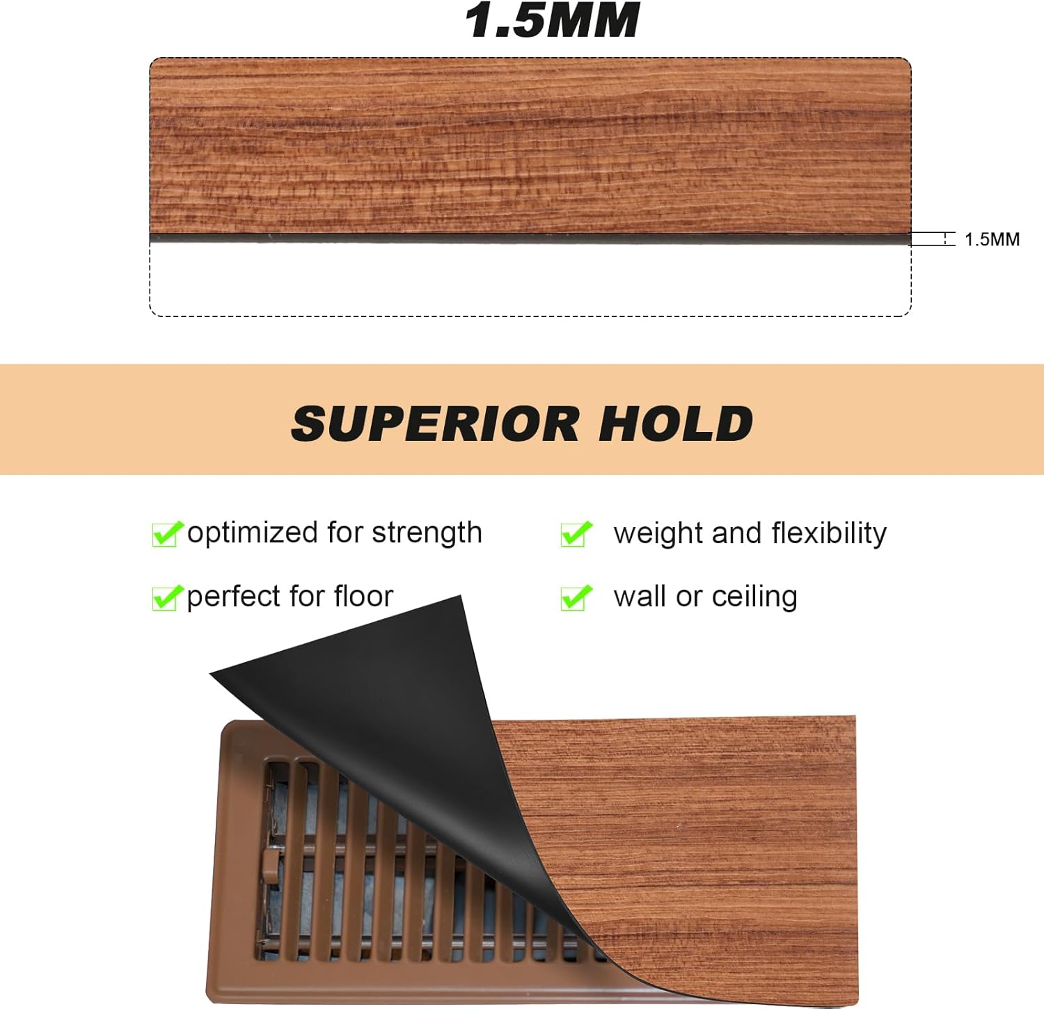 Shihanee 6 Pcs Magnetic Vent Covers for Home Floor Vent Covers with Magnetic Strip for Floor Wall Ceiling Rv HVAC Furnace(7.9 x 15 Inch,Wood Grain Color)