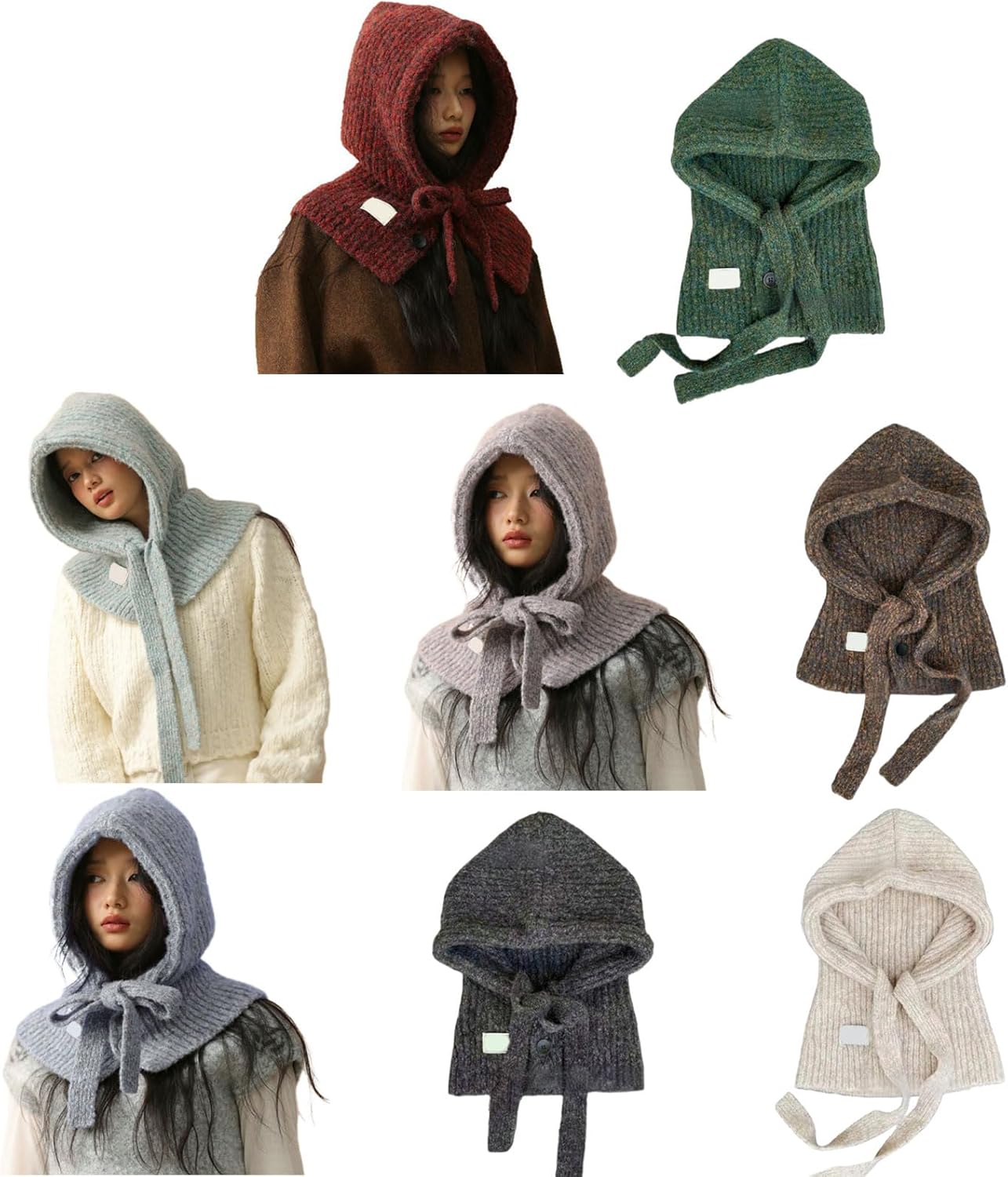 ordinarYone Korean Knitted Hat with Adjustable Tie and Hooded Scarf for Women