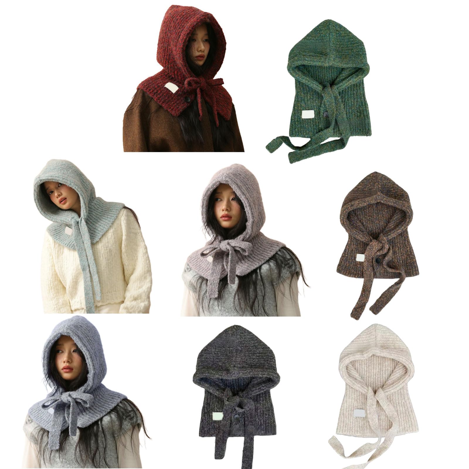 Suéter de punto, gorro, bufanda ajustable para clima frío, accesorio de moda, calentador de cuello