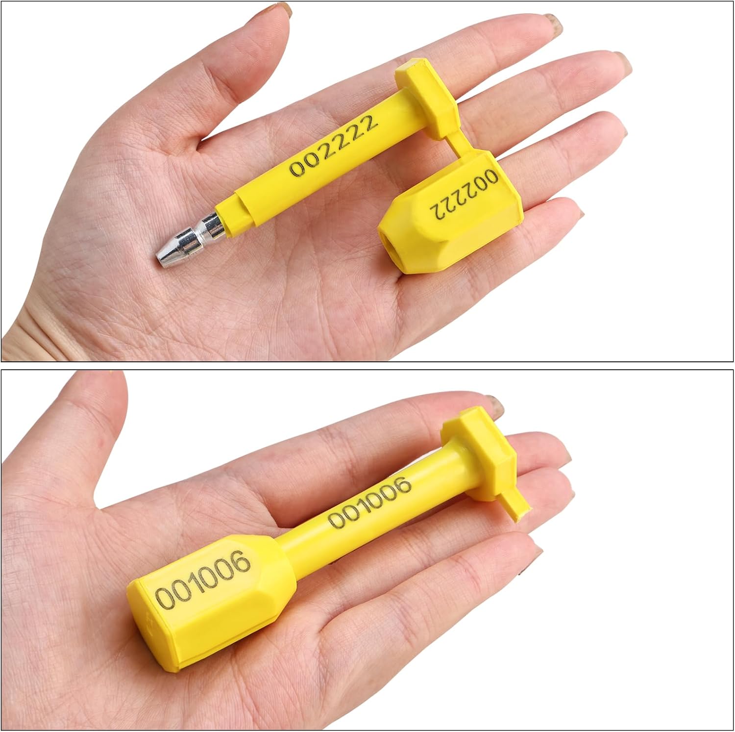 NovelBee 50pcs Bolt Seals for Containers,Metal Seals for Container,Shipping Container Locks,Shipping Seal with Print Progressive Numbering for Cargo Containers,Truck Trailers (Yellow)