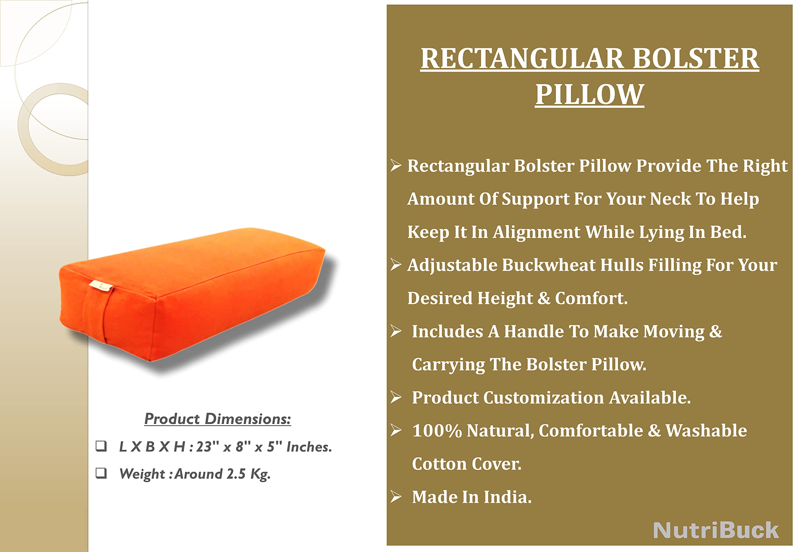 Buckwheat Bolster - Back Pain Relief & Sleep Support -2