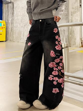Womens Baggy Jeans Wide Leg Pants Denim