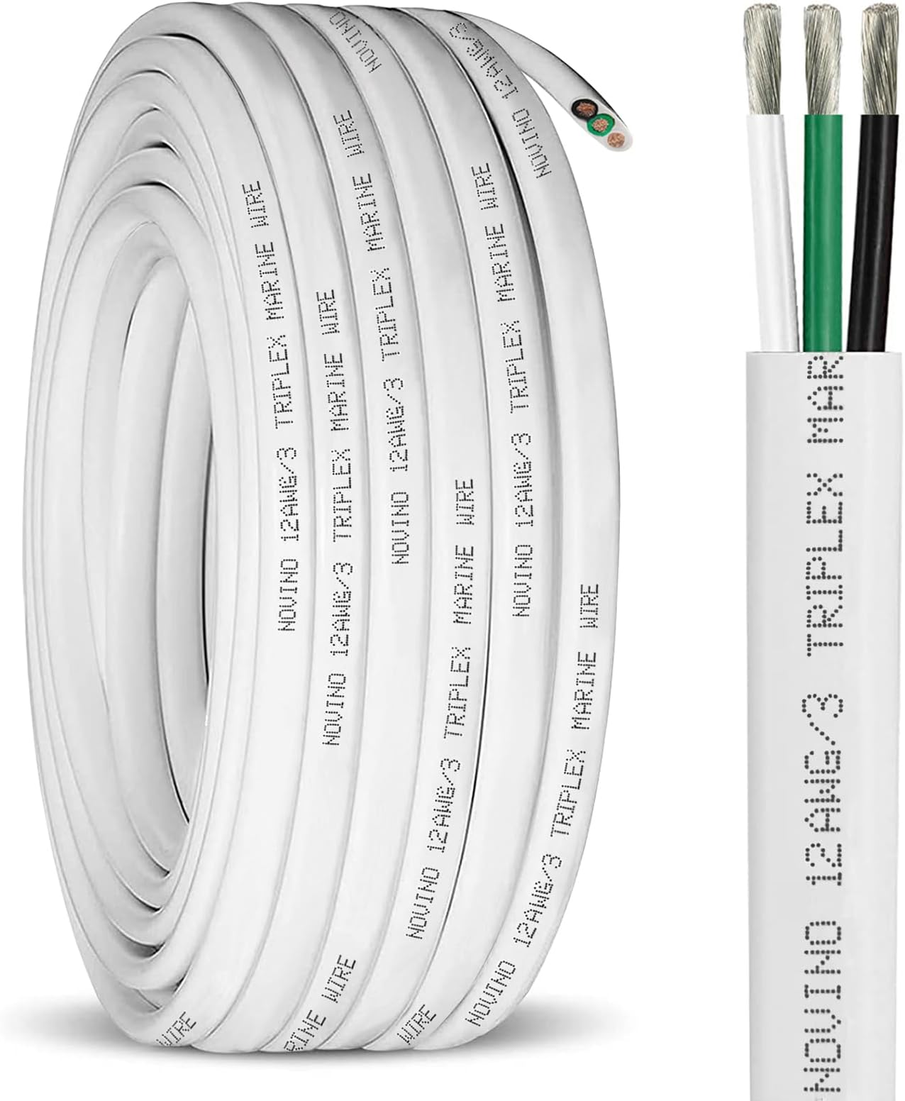 12/3 Marine Wire 12 Gauge,12 AWG Marine Grade Wire,12/3 Triplex Tinned Copper Boat Cable,12 Gauge Oxygen-Free Copper Cable for Automotive RV Boat Speaker Solar Outdoor - 100ft